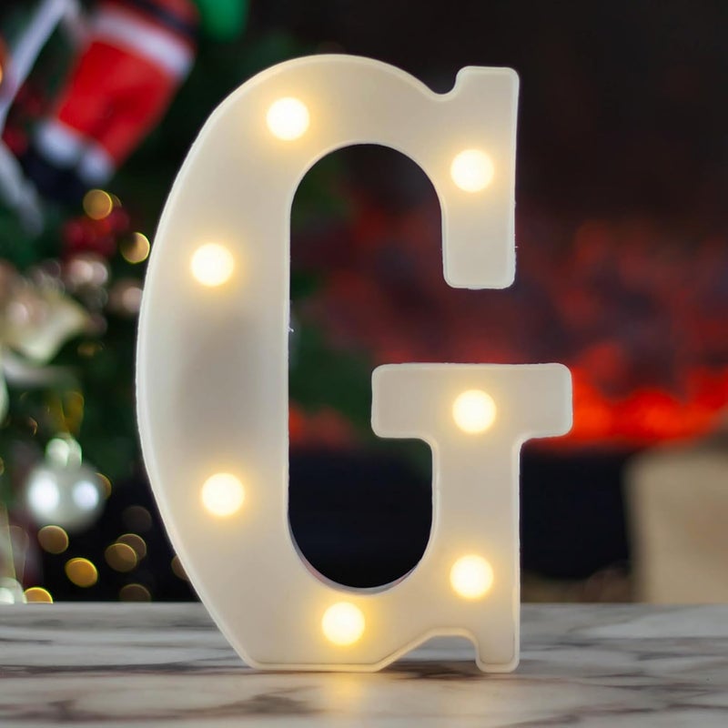 SKYPHAROS LED Marquee Letters, White 26 Alphabet Light Up Letters, Battery Powered LED Letter Lights for Birthday Party, Christmas Night, Home, Bar, Graduation, Wedding Decoration(G) - Image 1